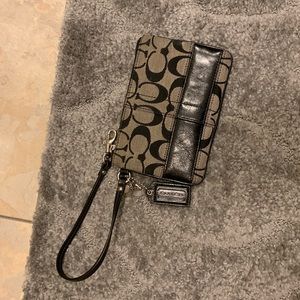 Black and grey coach wristlet